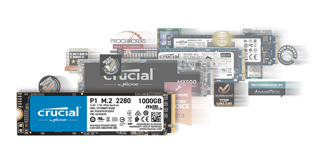 Crucial SSD M.2 1000GB P1 Type2280  NVMe